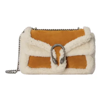 GUCCI Dionysus Suede And Shearling Crossbody Bag Shoulder Bag Women's Light Brown