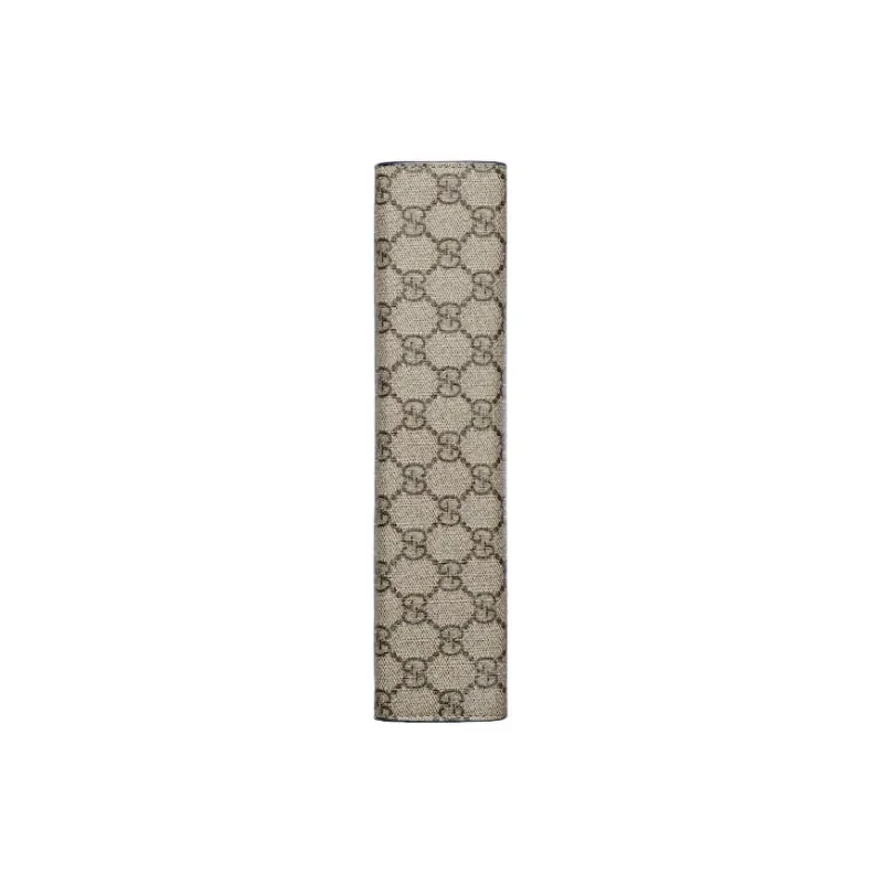 GUCCI Canvas With Leather Clutch Men's Blue & Beige-4