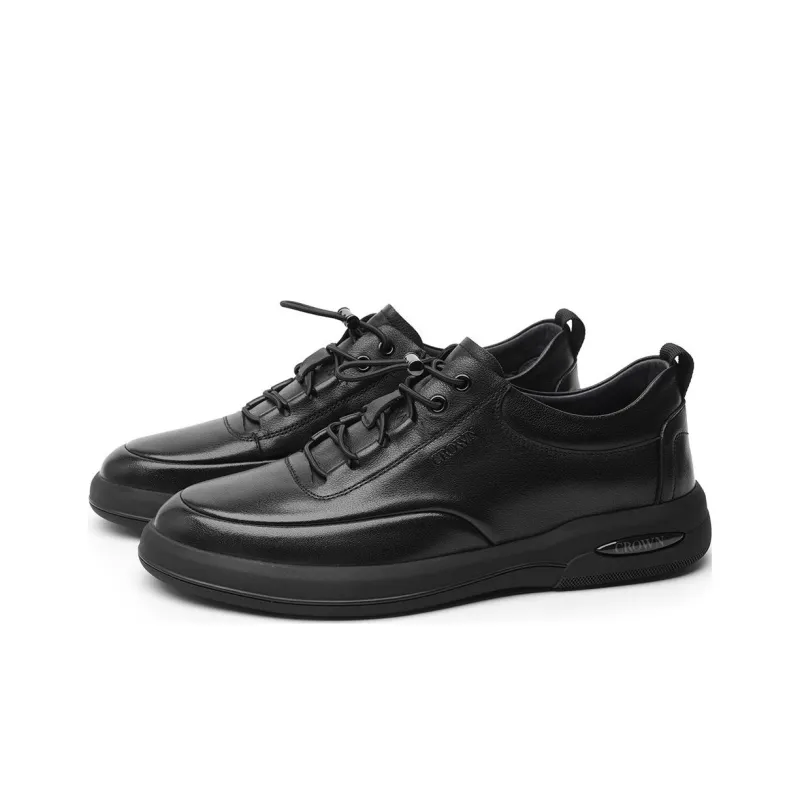 CROWN Low Top Casual Shoes Men's Black One Yard Larger-2