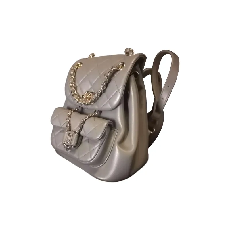 CHANEL Duma Sheepskin Backpack Women's Silver-1