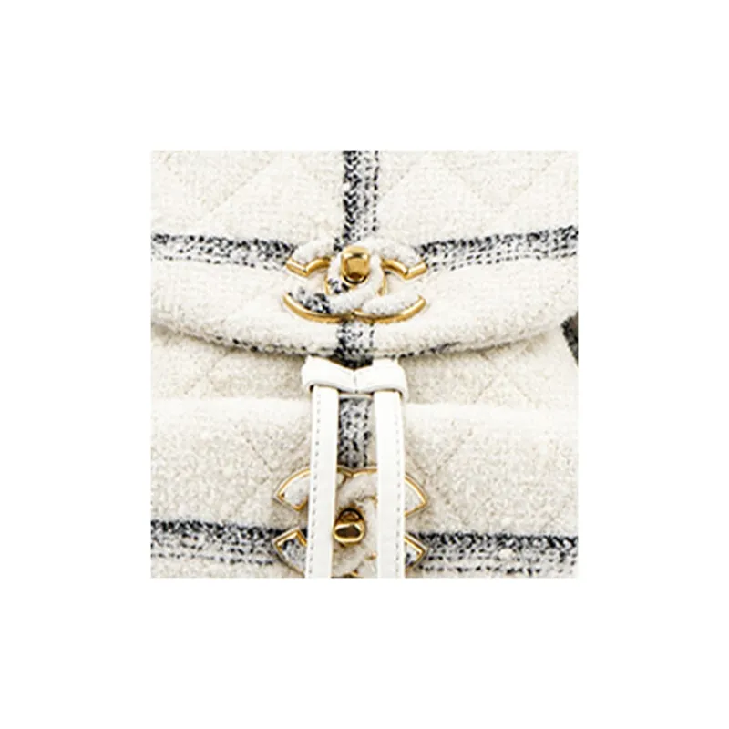 CHANEL 22K Autumn And Winter Tweed Backpack Women's White-4