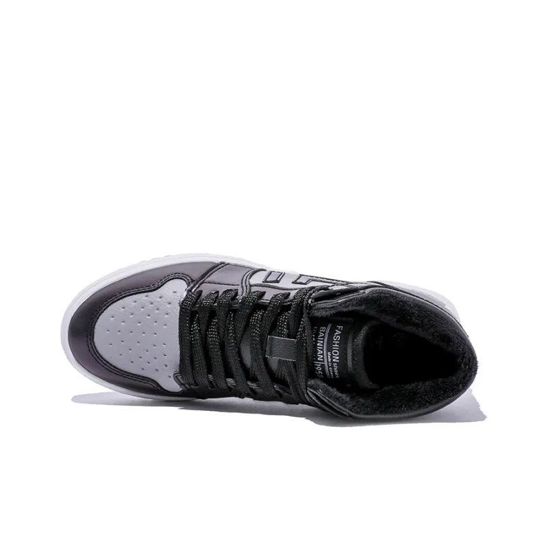 HUANQIU Mid Top Skateboard Shoes Women's Black Gray Color-2