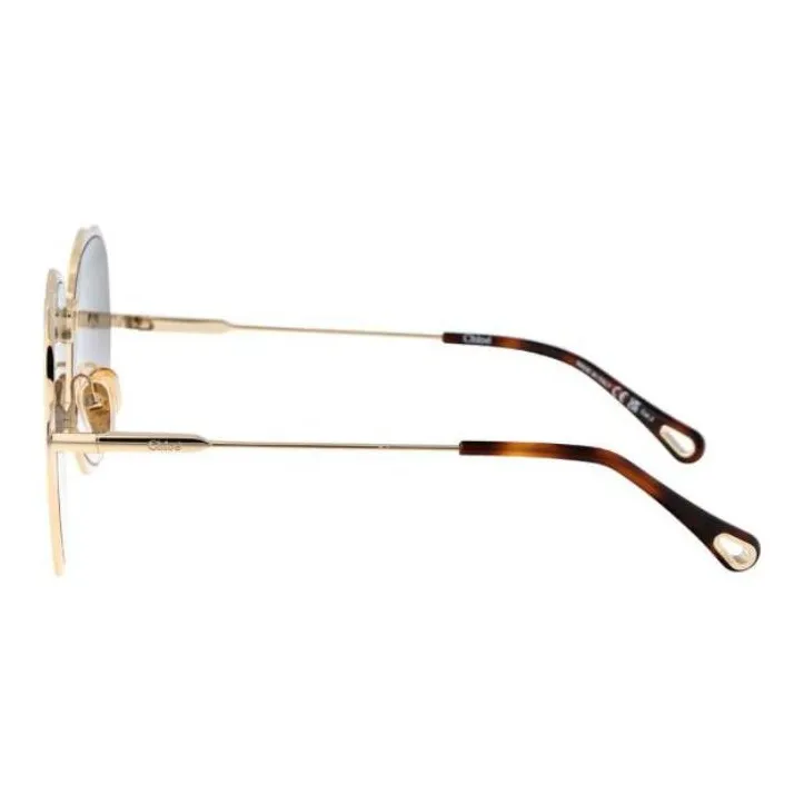 Chloe Metal Irregular Shape Sunglasses Men's Gold-2