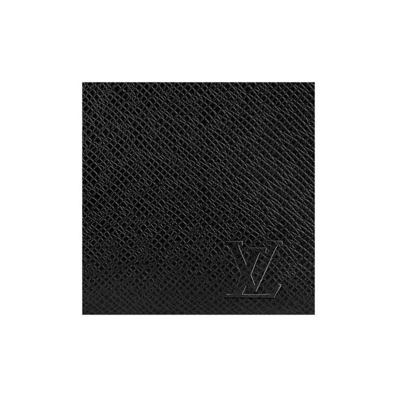 LOUIS VUITTON Zippy Taiga Leather With Cow Leather Wallet Men's Black-4