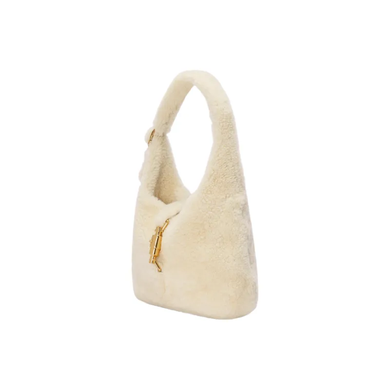 GUCCI Jackie 1961 Shearling Crescent Bag, Shoulder Bag, Handbag, Shoulder Bag Trumpets Women's White-2