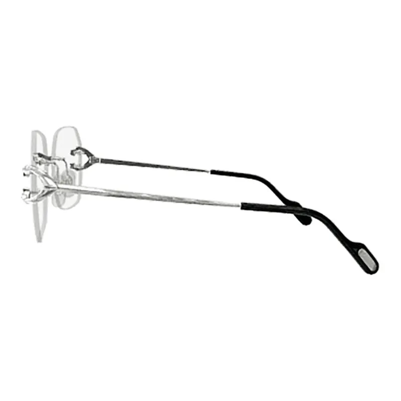 CARTIER Metal Irregular Shape Eyeglass Frames Unisex Silver-2