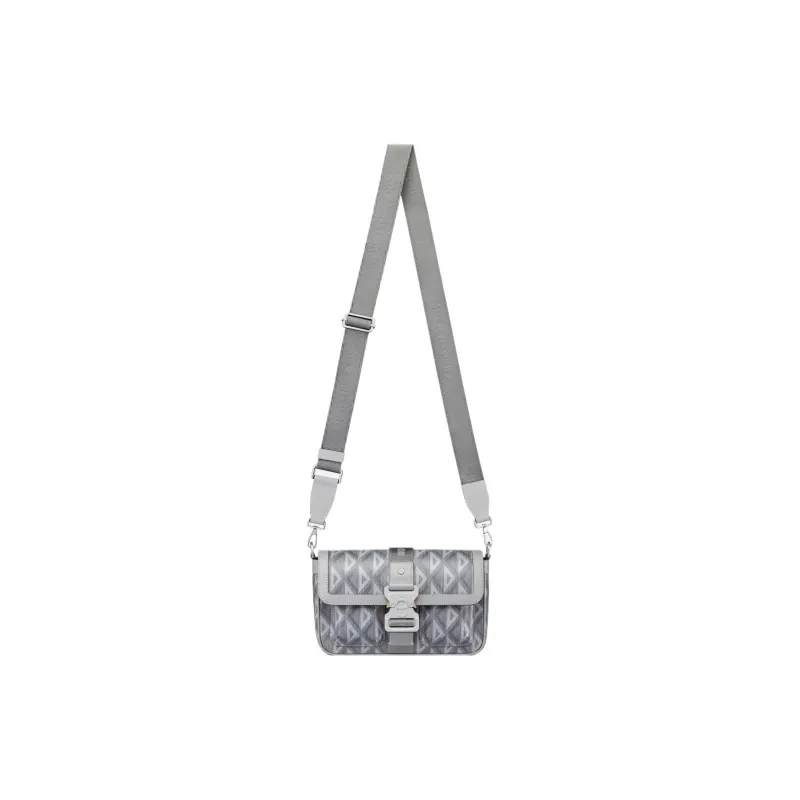 DIOR Canvas Shoulder Bag, Crossbody Bag Regular Men's Gray-1