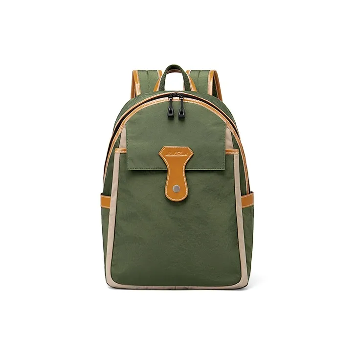 MashaLanti Synthetic Leather Backpack Laptop Bag Backpack Regular Unisex Green And Orange-1
