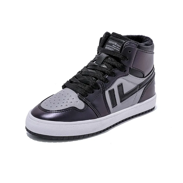 HUANQIU Mid Top Skateboard Shoes Women's Black Gray Color-1