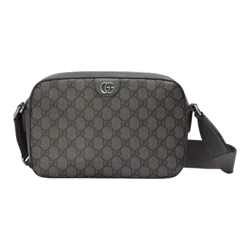 GUCCI Ophidia Canvas With Leather Binding Messenger Bag Crossbody Bag Shoulder Bag Men's Gray-0