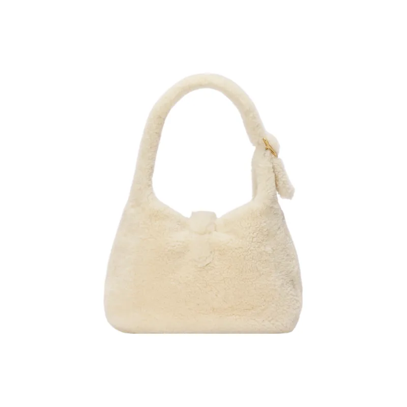 GUCCI Jackie 1961 Shearling Crescent Bag, Shoulder Bag, Handbag, Shoulder Bag Trumpets Women's White-4