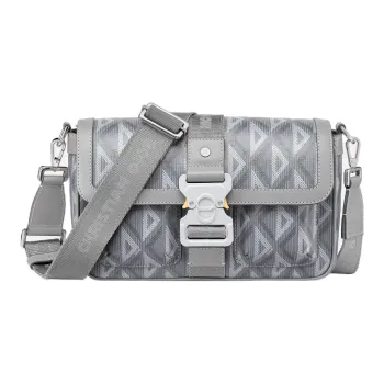 DIOR Canvas Shoulder Bag, Crossbody Bag Regular Men's Gray