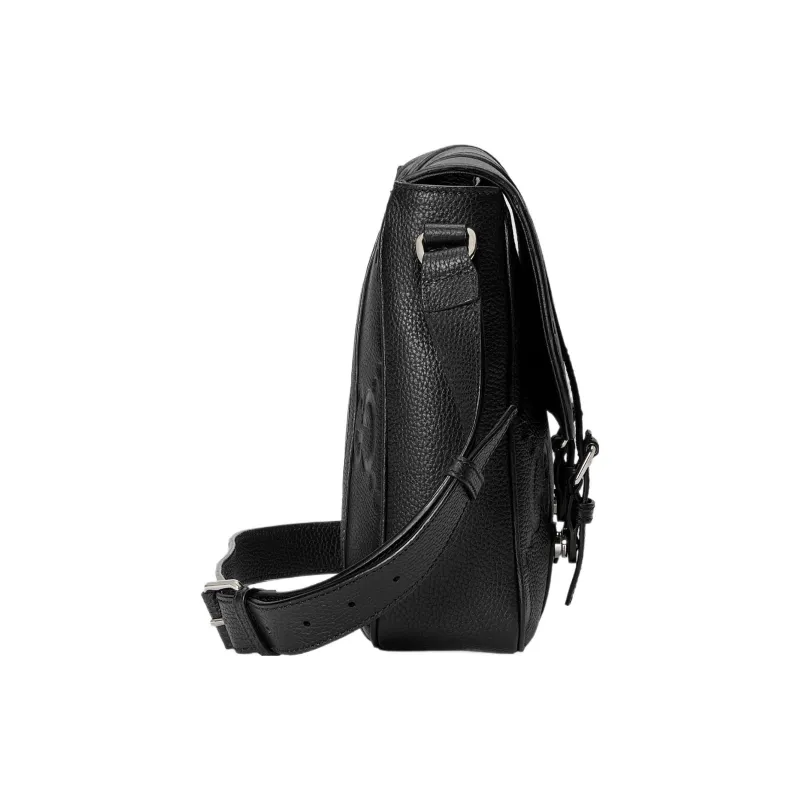 GUCCI Leather Messenger Bag Shoulder Bag Crossbody Bag Medium Size Men's Black-3