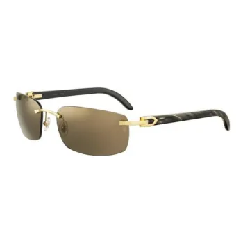 CARTIER Metal Buffalo Horn Rectangular Sunglasses Unisex Black
