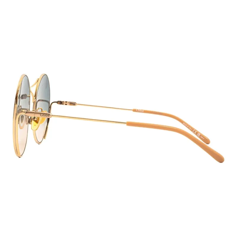 Chloe Metal Irregular Shape Sunglasses Men's Gold-1