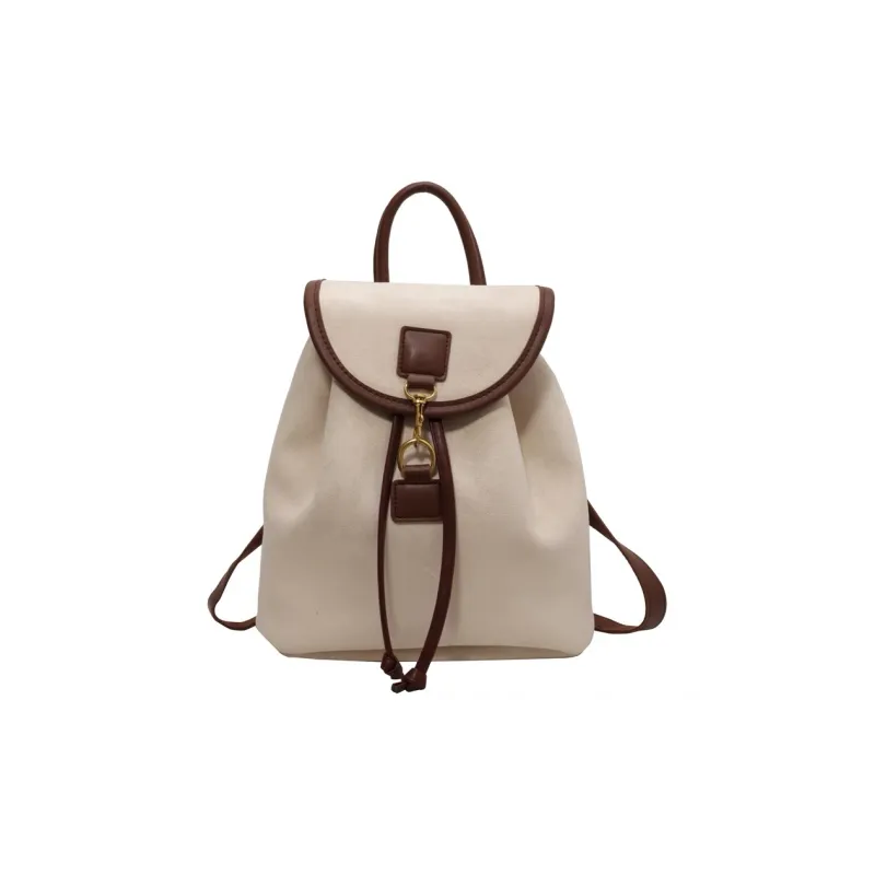 UNITE STAR Canvas Backpack Medium Size Khaki Black/Cherry Blossom Pink/White-12