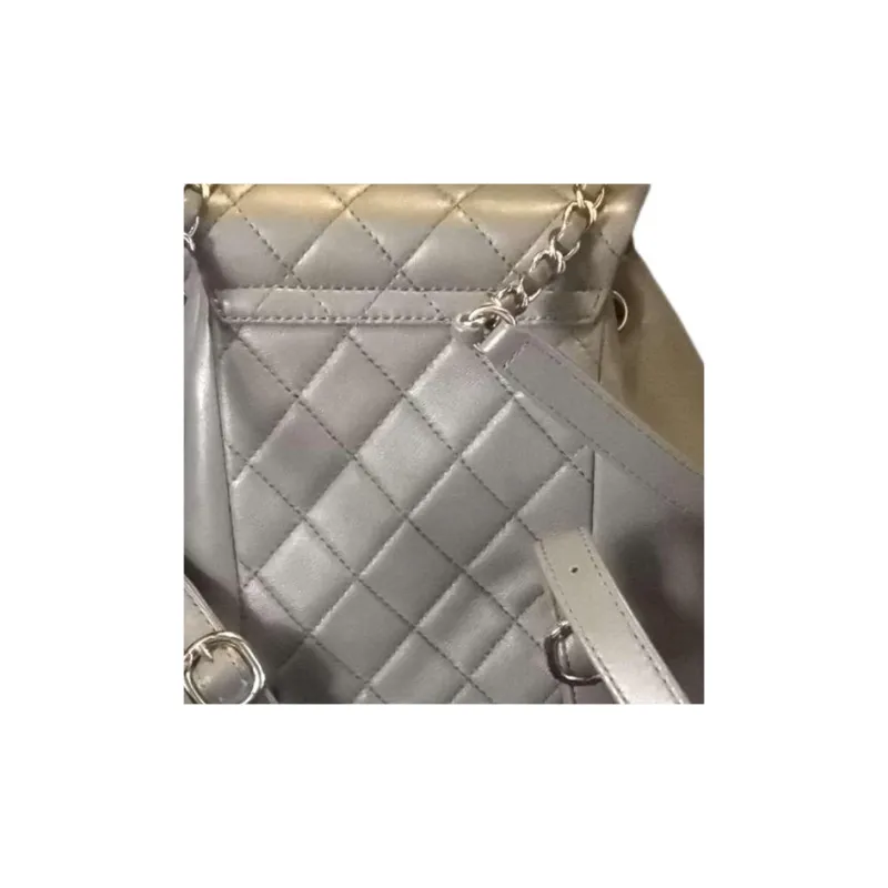 CHANEL Duma Sheepskin Backpack Women's Silver-3