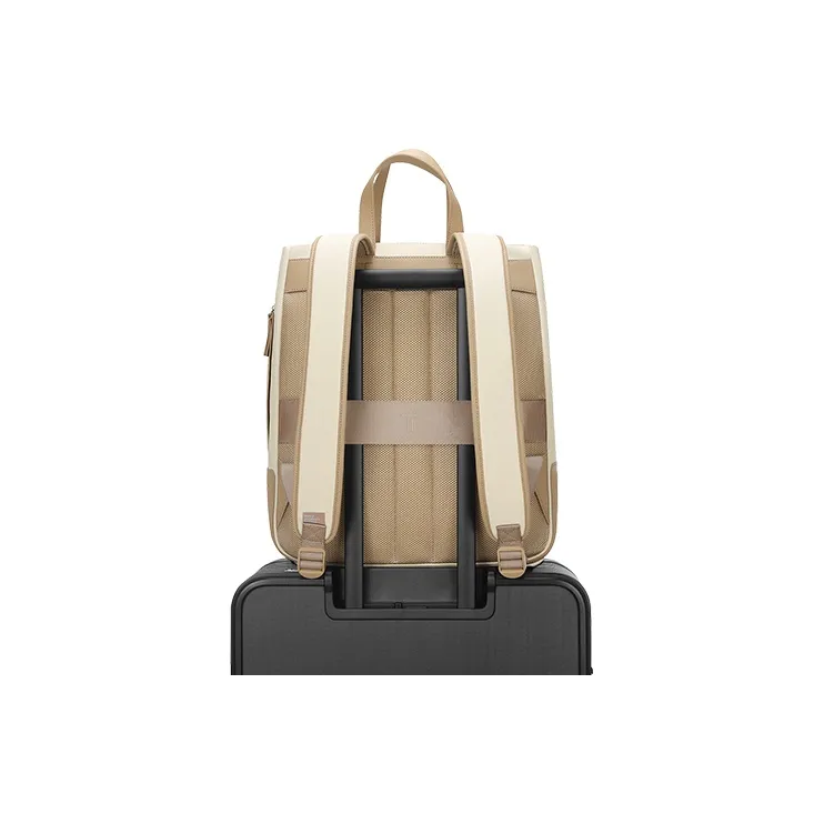TUPLUS Coated Canvas With Top Grain Cow Leather Handbag Backpack Large Size Unisex Sand Dune/Graphite Black-8
