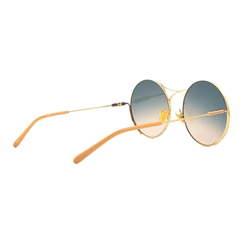 Chloe Metal Irregular Shape Sunglasses Men's Gold-3