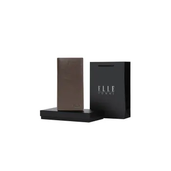 ELLE HOMME Top Grain Cow Leather Ticket Clip Wallet Regular Men's Khaki