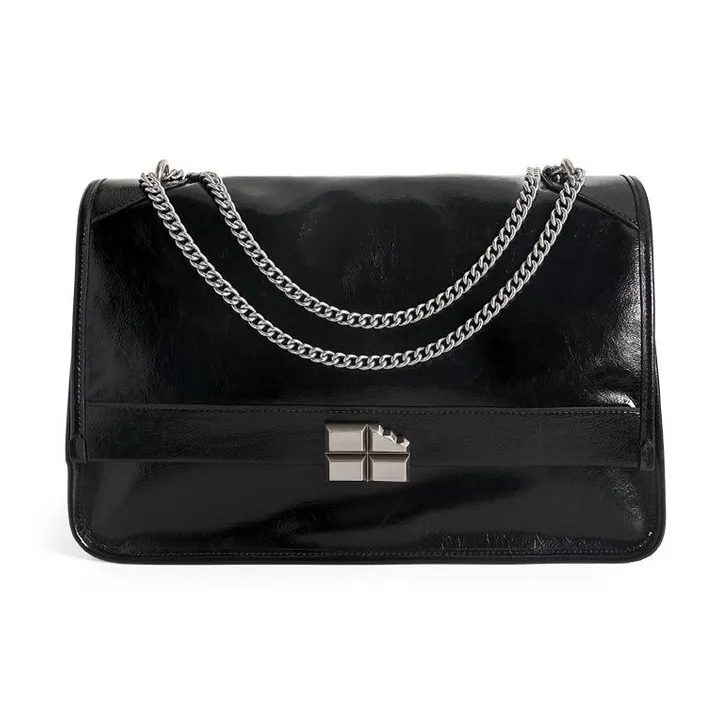 HAWA PU Messenger Bag Shoulder Bag Tote Bag Shopping Bag Shoulder Bag Large Size Women's Black-1