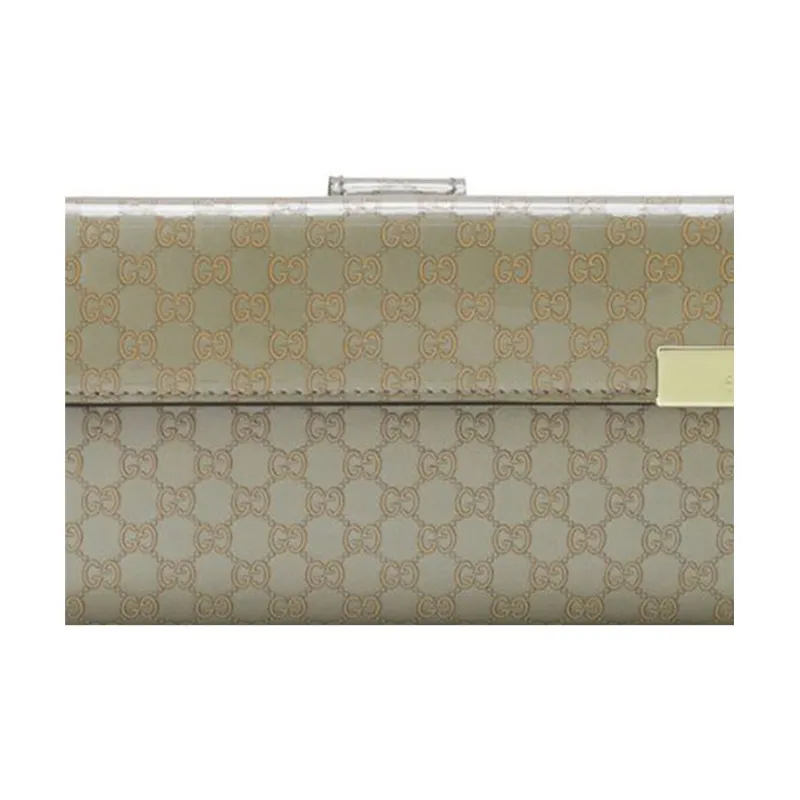 GUCCI Leather Wallet Money Clip Card Holder Women's Taupe-5