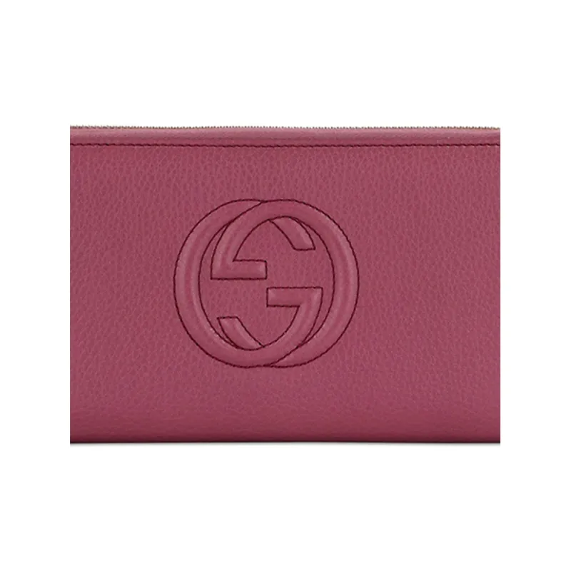 GUCCI Soho Leather Long Zip Closure Wallet Women's Pink-4