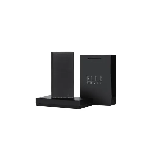 ELLE HOMME Top Grain Cow Leather Ticket Clip Wallet Regular Men's Black