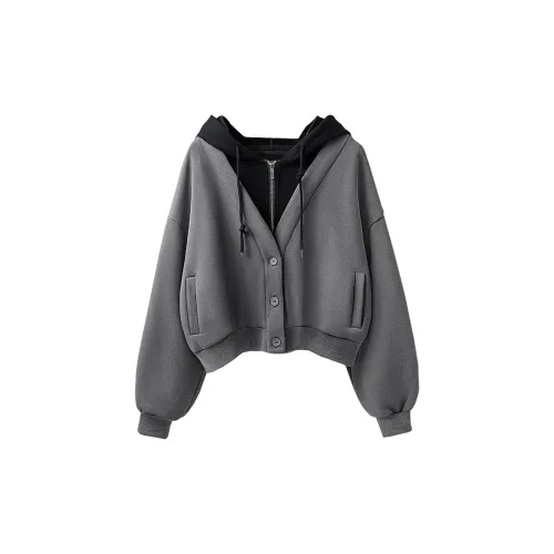 Cypress House Cropped Coats Women's Top Black Bottom Dark Gray