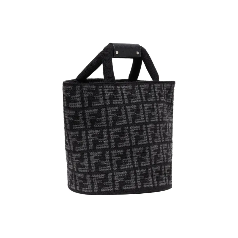 FENDI Cashmere Tote Bag, Shopping Bag, Handbag Regular Men's Black Gray-1