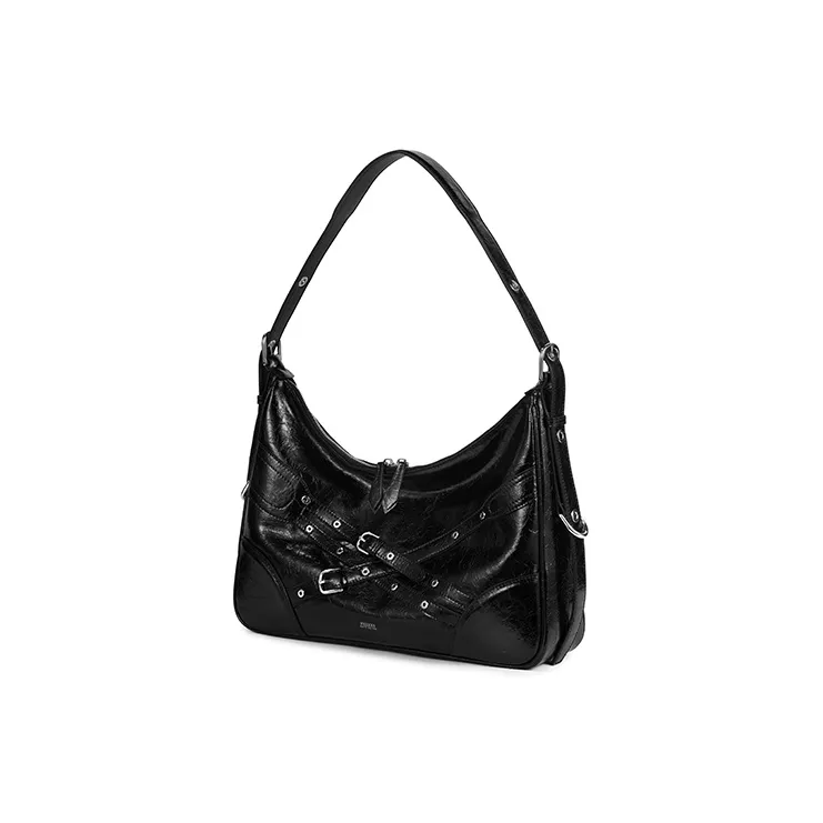HXXXXS Cow Leather Shoulder Bag Women's Black-2