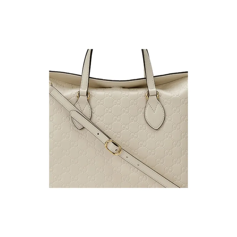 GUCCI Leather Tote Bag, Shopping Bag, Shoulder Bag, Handbag Regular Women's Ecru-5
