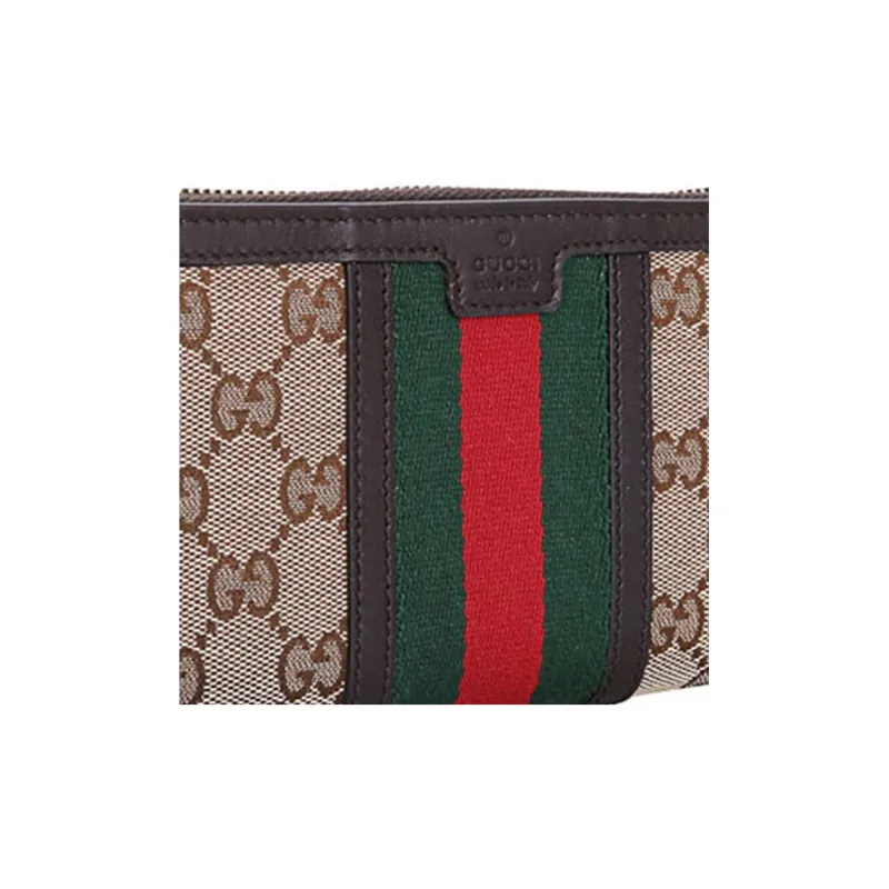 GUCCI Canvas With Leather Money Clip Canvas Bag Wallet Women's Ebony/Brown-2