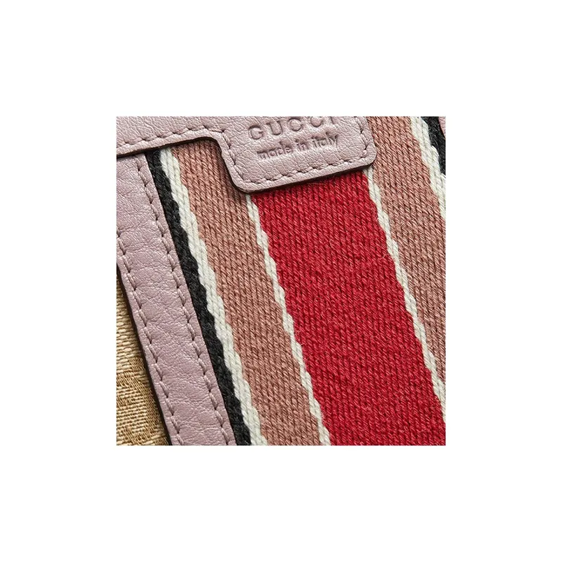 GUCCI Canvas With Leather Wallets With Money Clip Women's Raven Wood/Nude Pink-3