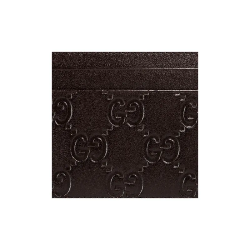 GUCCI Leather Card Holder Card Holder Unisex Brown-2