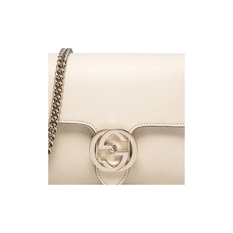 GUCCI Litchi Grain Cow Leather Messenger Bag, Trunk Bag, Shoulder Bag, Crossbody Bag Mini Women's White-5