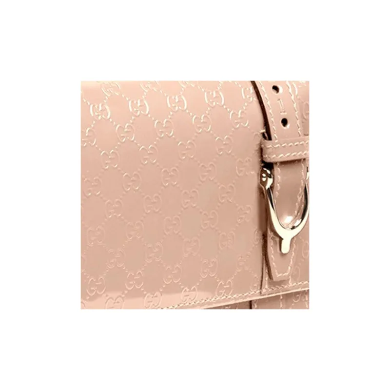 GUCCI Patent Leather Wallet Women's Nude Pink Candy Color-4