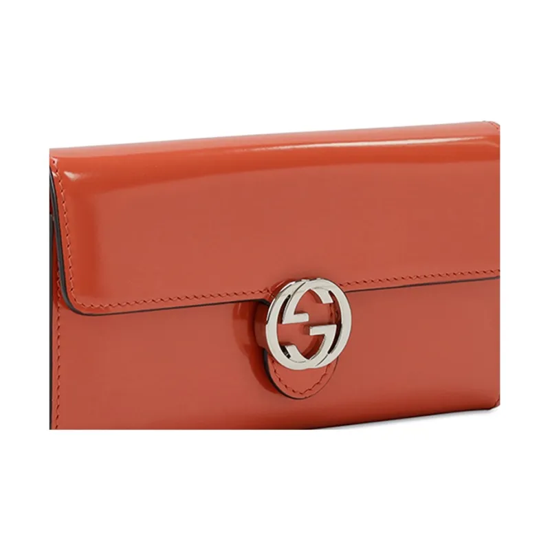 GUCCI Patent Leather Wallet Women's Saffron-4