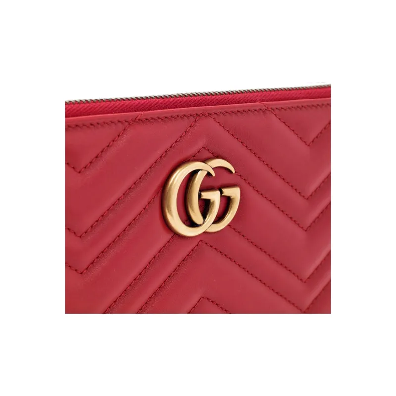 GUCCI Marmont Leather Clutch Women's Red-2