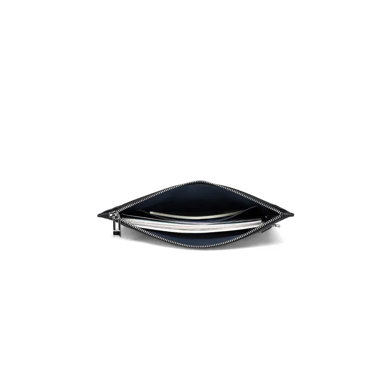 ELLE HOMME Top Grain Cow Leather Handheld Bag Envelope Bag Clutch Men's Black-3