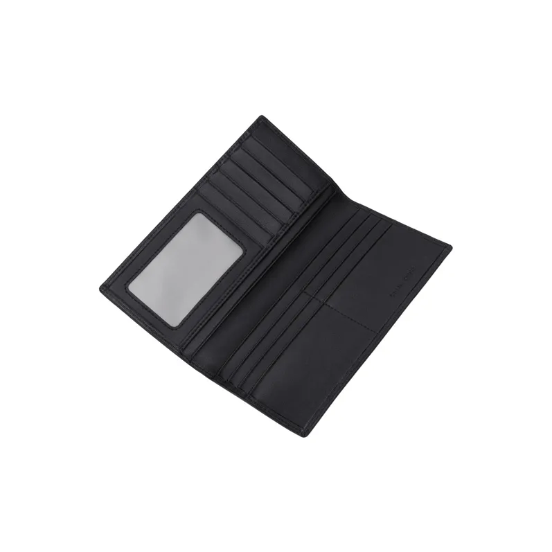 Simvay Clos Cow Leather With Synthetic Leather Long Coin Purse Clutch ID Holder Money Clip Regular Men's Black-5