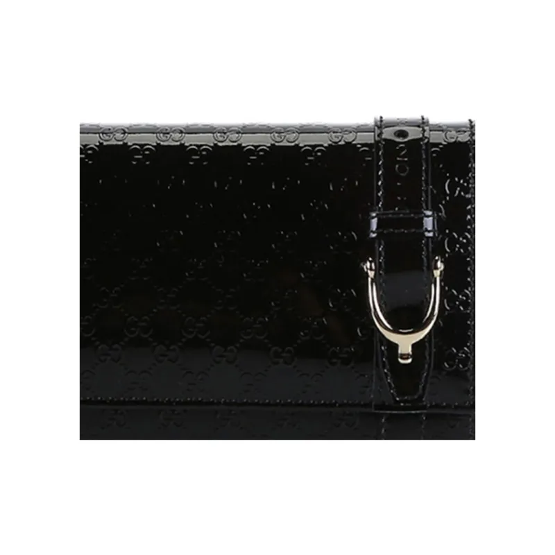 GUCCI Patent Leather Wallet Women's Black-5