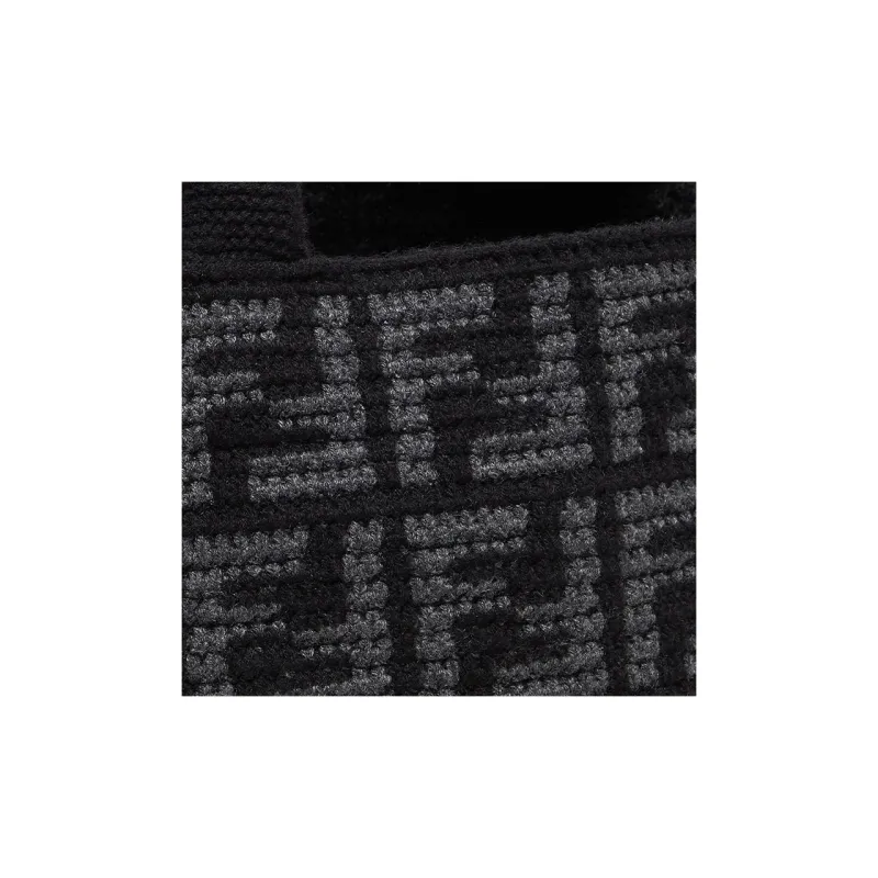 FENDI Cashmere Tote Bag, Shopping Bag, Handbag Regular Men's Black Gray-4