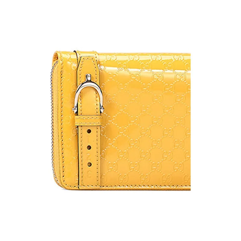 GUCCI Patent Leather Wallet Women's Yellow/Candy Color-3