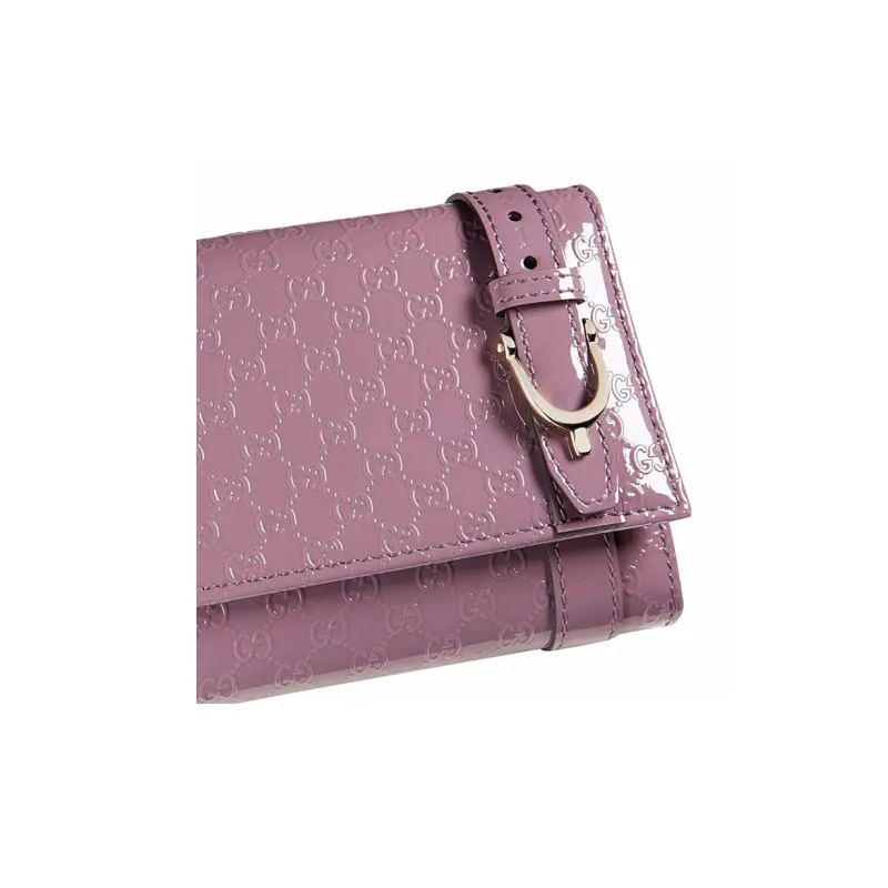 GUCCI Patent Leather Wallet Women's Light Purple-2