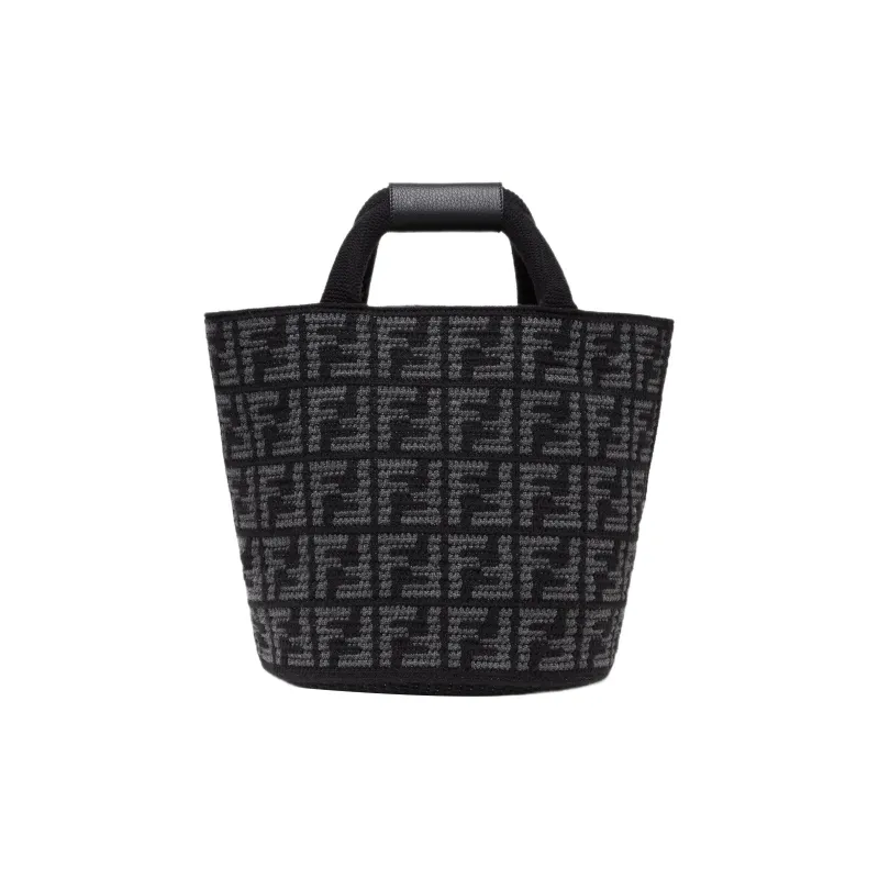 FENDI Cashmere Tote Bag, Shopping Bag, Handbag Regular Men's Black Gray-2