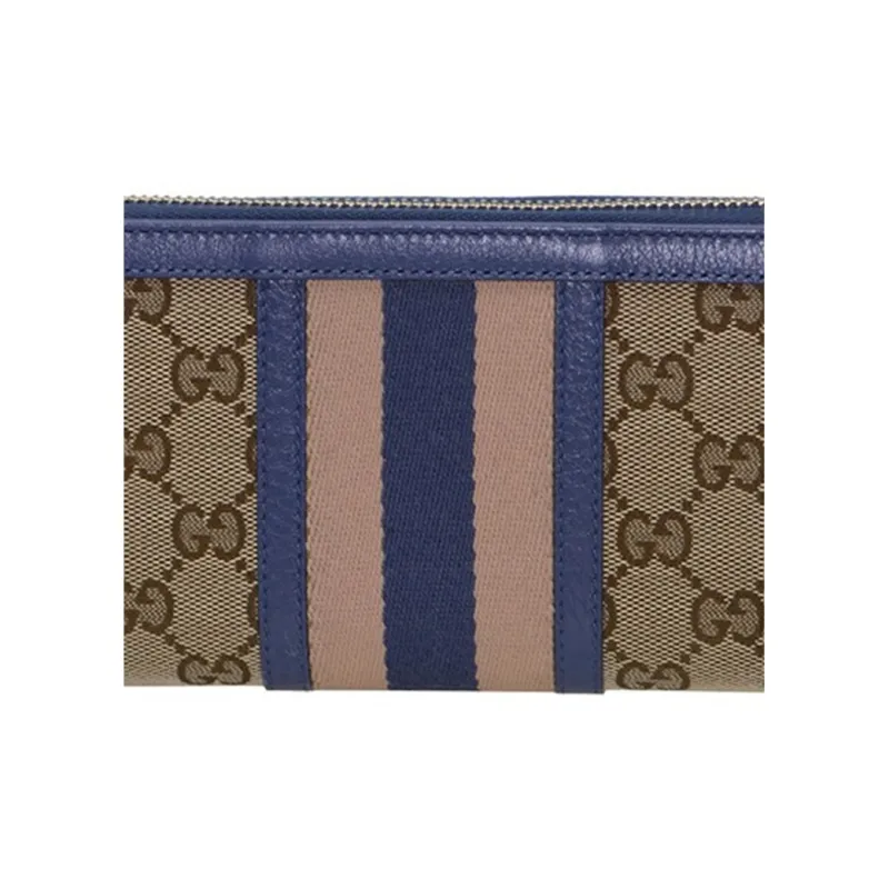 GUCCI Canvas With Leather Wallet Women's Blue-2