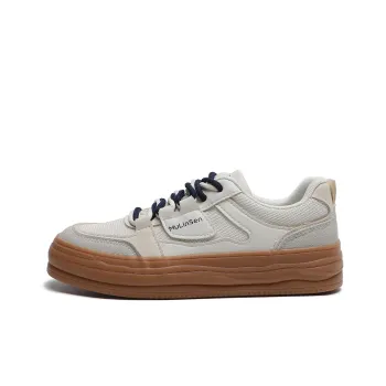 Mulinsen Height Increasing Low Top Skateboard Shoes 3.8cm Women's Beige Blue