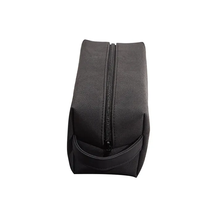 HAWA PU Portable Toiletry Bag Storage Bag Makeup Bag Medium Size Unisex Black-2