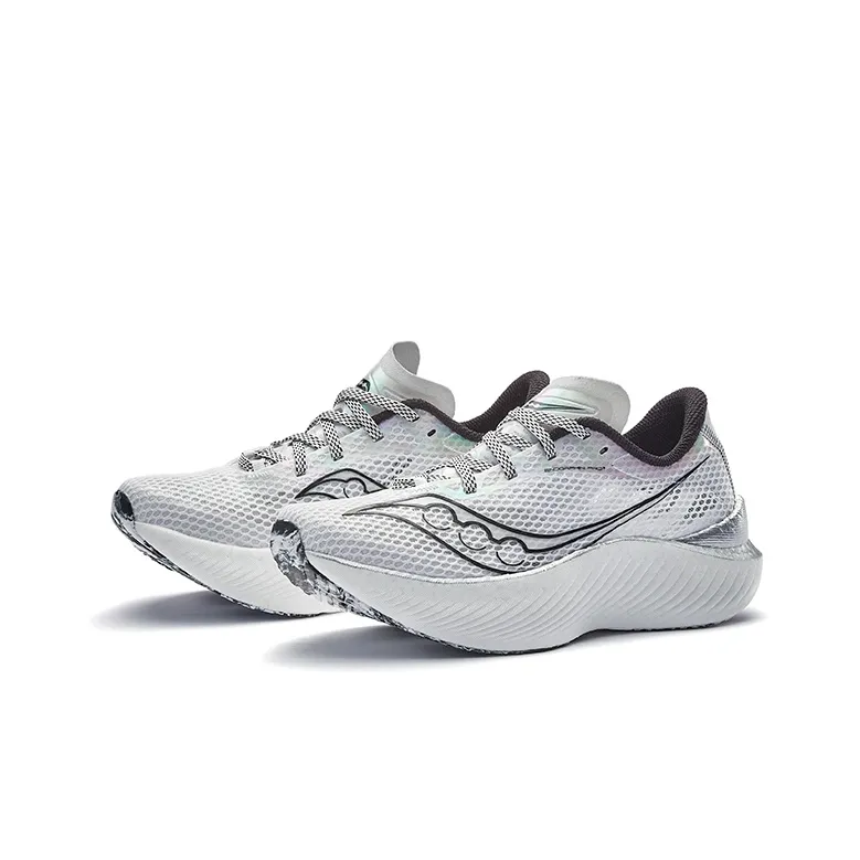 Saucony Endorphin Pro 3 Cushioning Low Top Carbon Plate Marathon Running Shoes Women's White Black-2